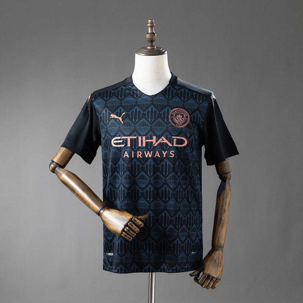 Camiseta Retro Manchester City Visita Negra y Gris 20/21 - frente