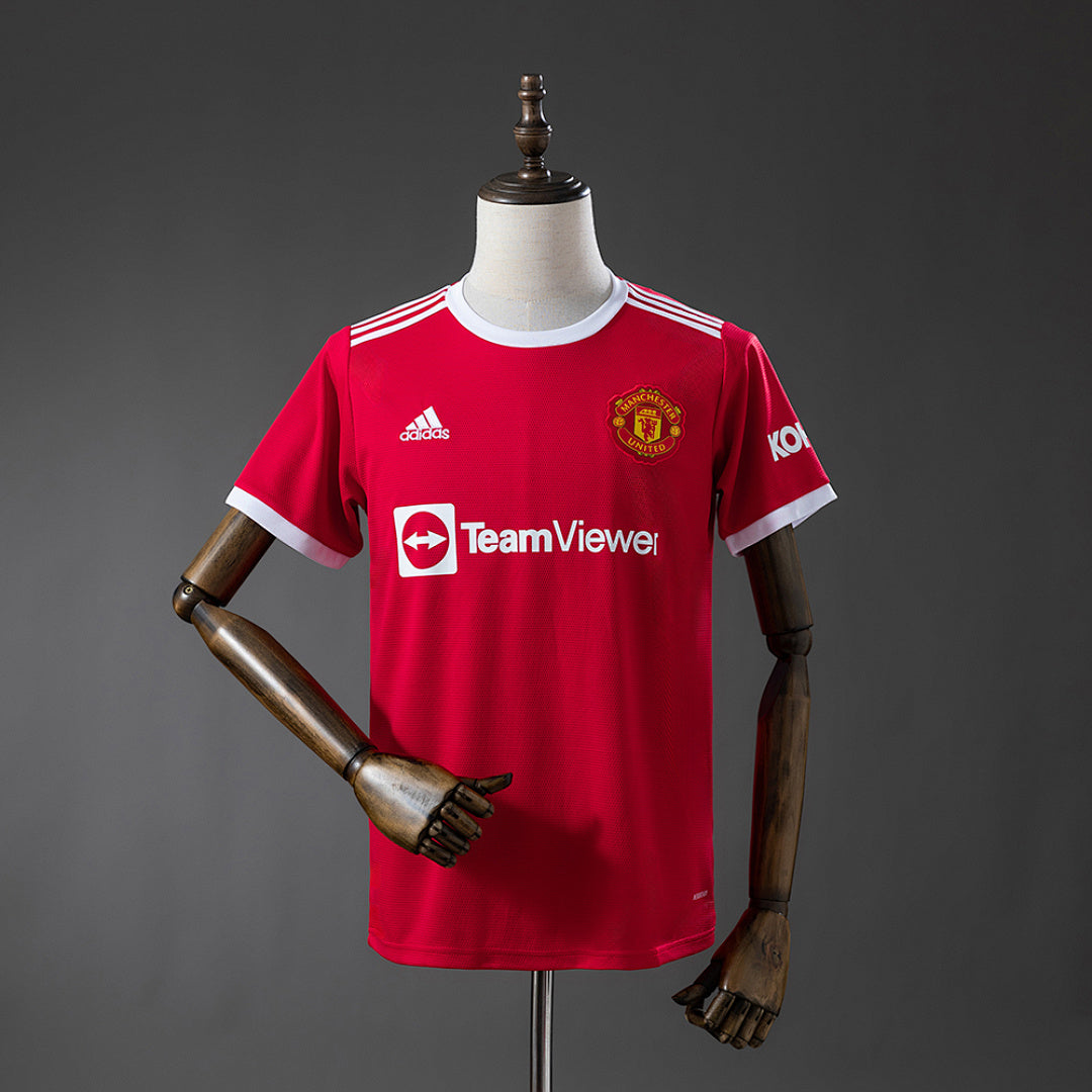 Camiseta Retro Manchester United Local Gris y Burdeos 21/22 - frente