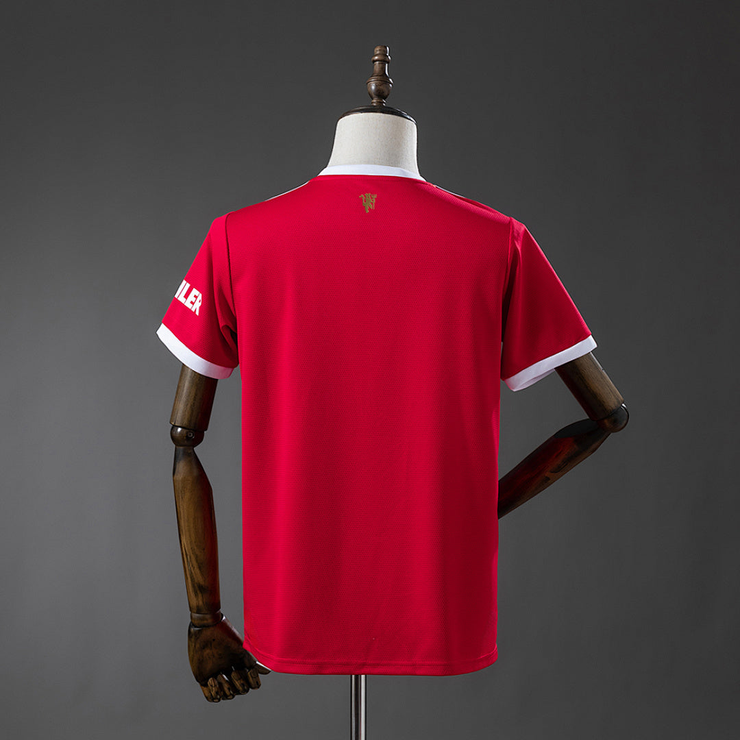 Camiseta Retro Manchester United Local Burdeos y Gris 21/22 - espalda