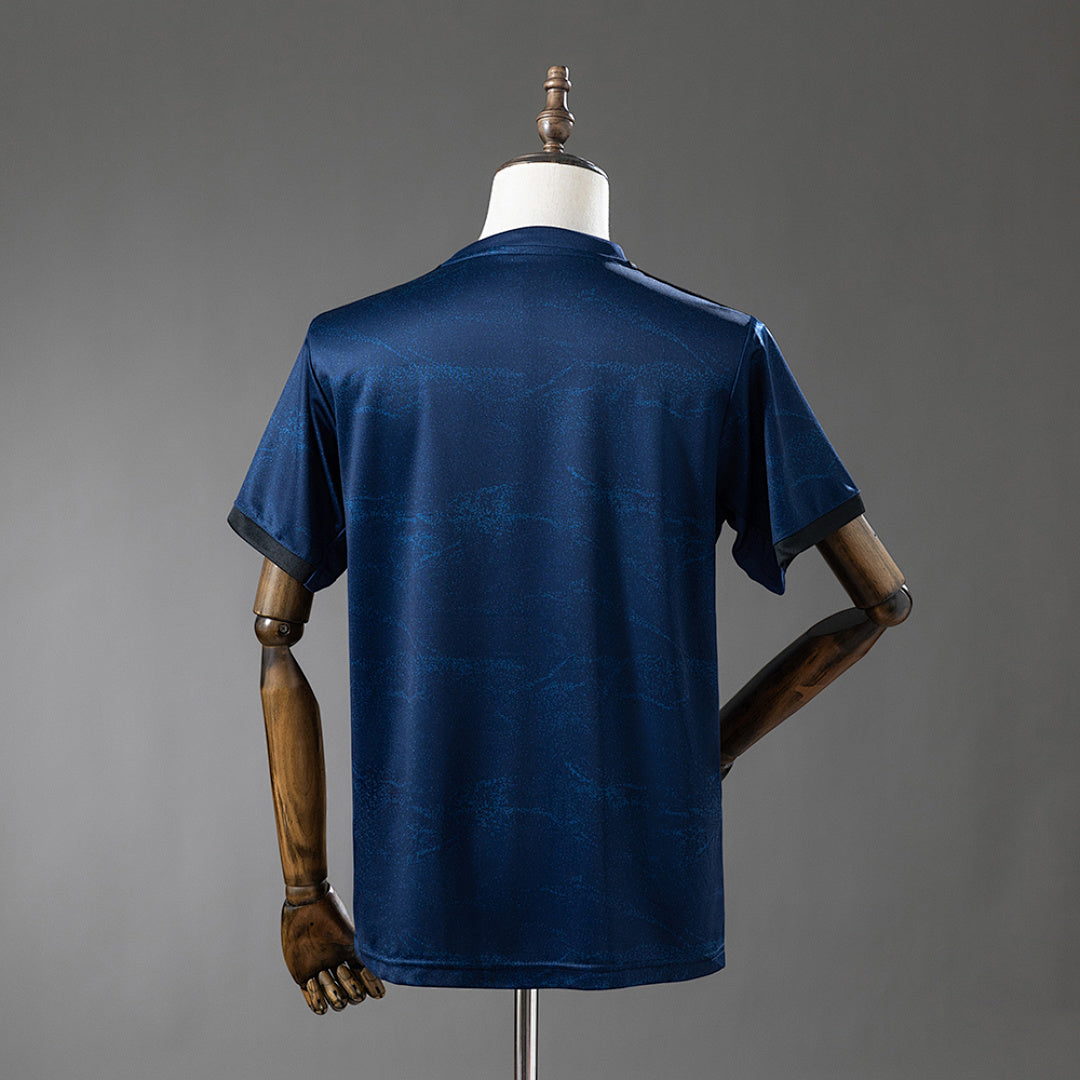 Camiseta Retro Real Madrid Visita Azul Marino y Gris 19/20 - espalda