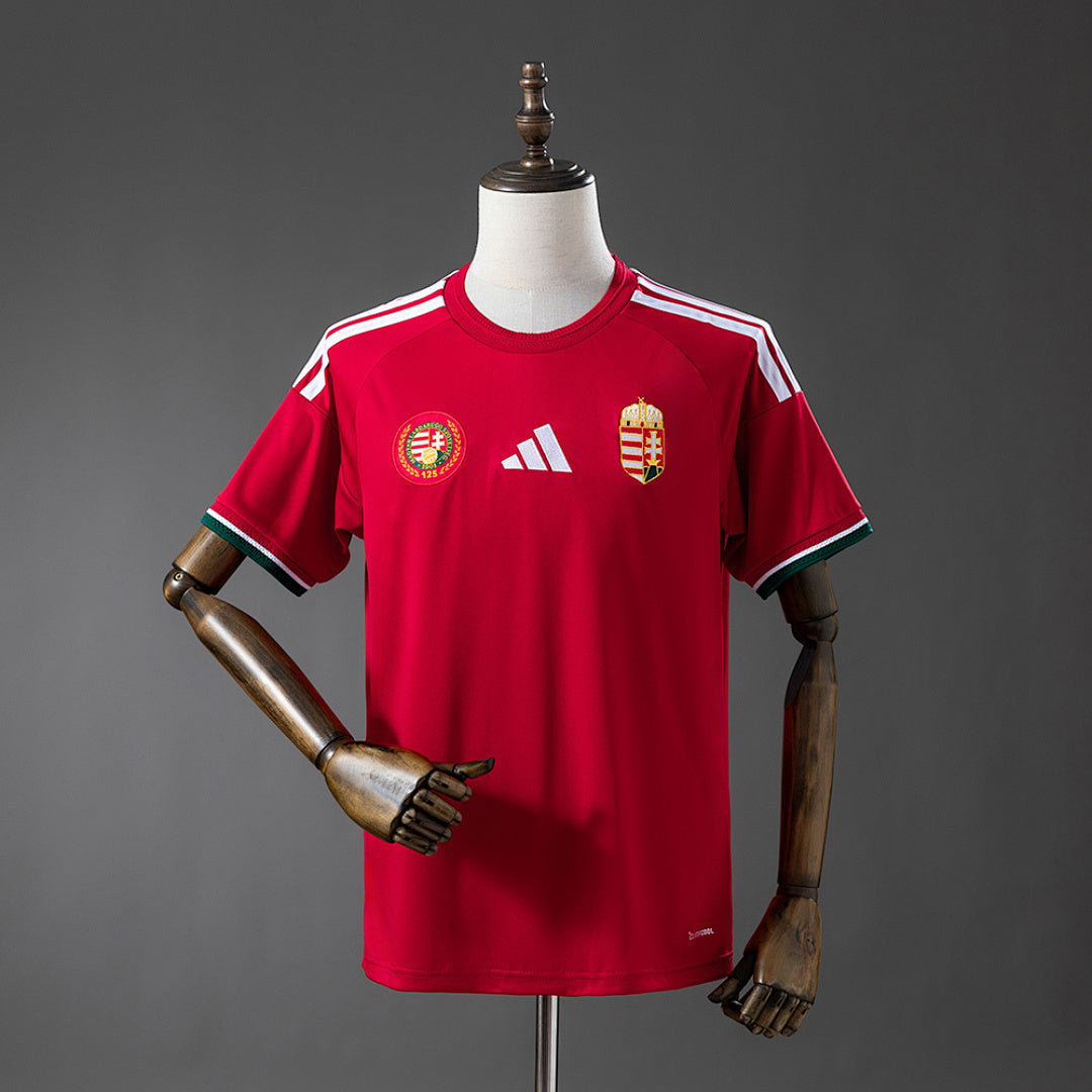 Camiseta Hungría Local Gris y Burdeos 2026 - frente