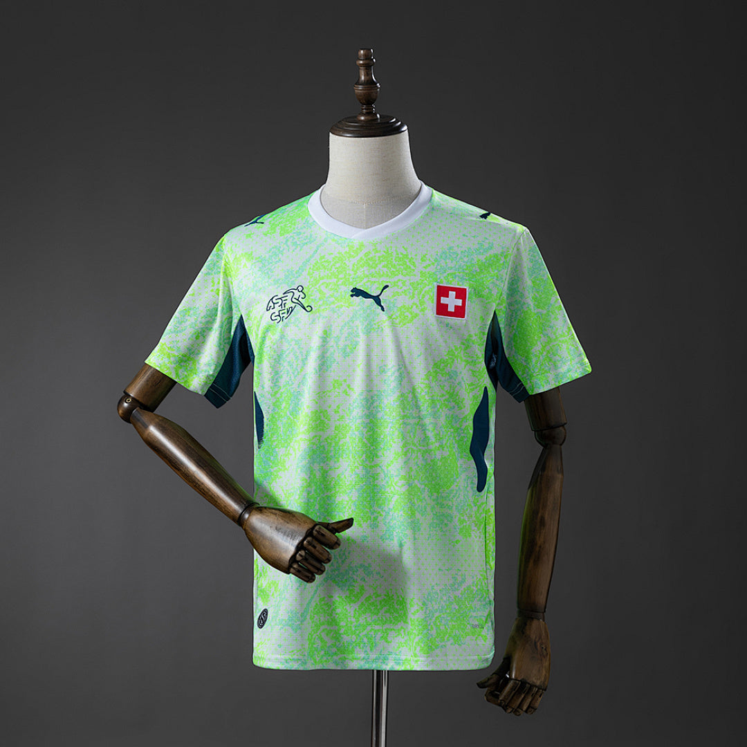 Camiseta Suiza Visita Verde y Gris 2026 - frente