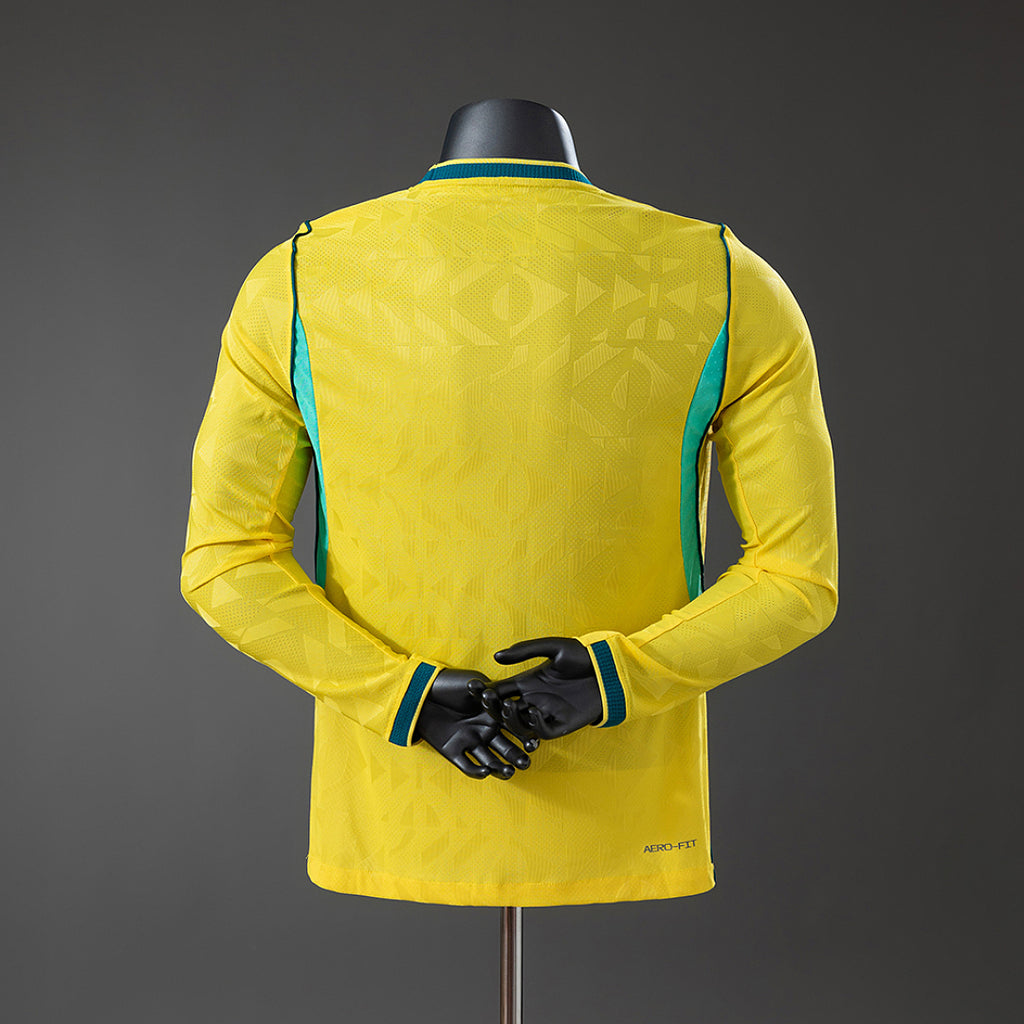 Camiseta Brasil Local Manga Larga 2026 Versión Jugador - espalda