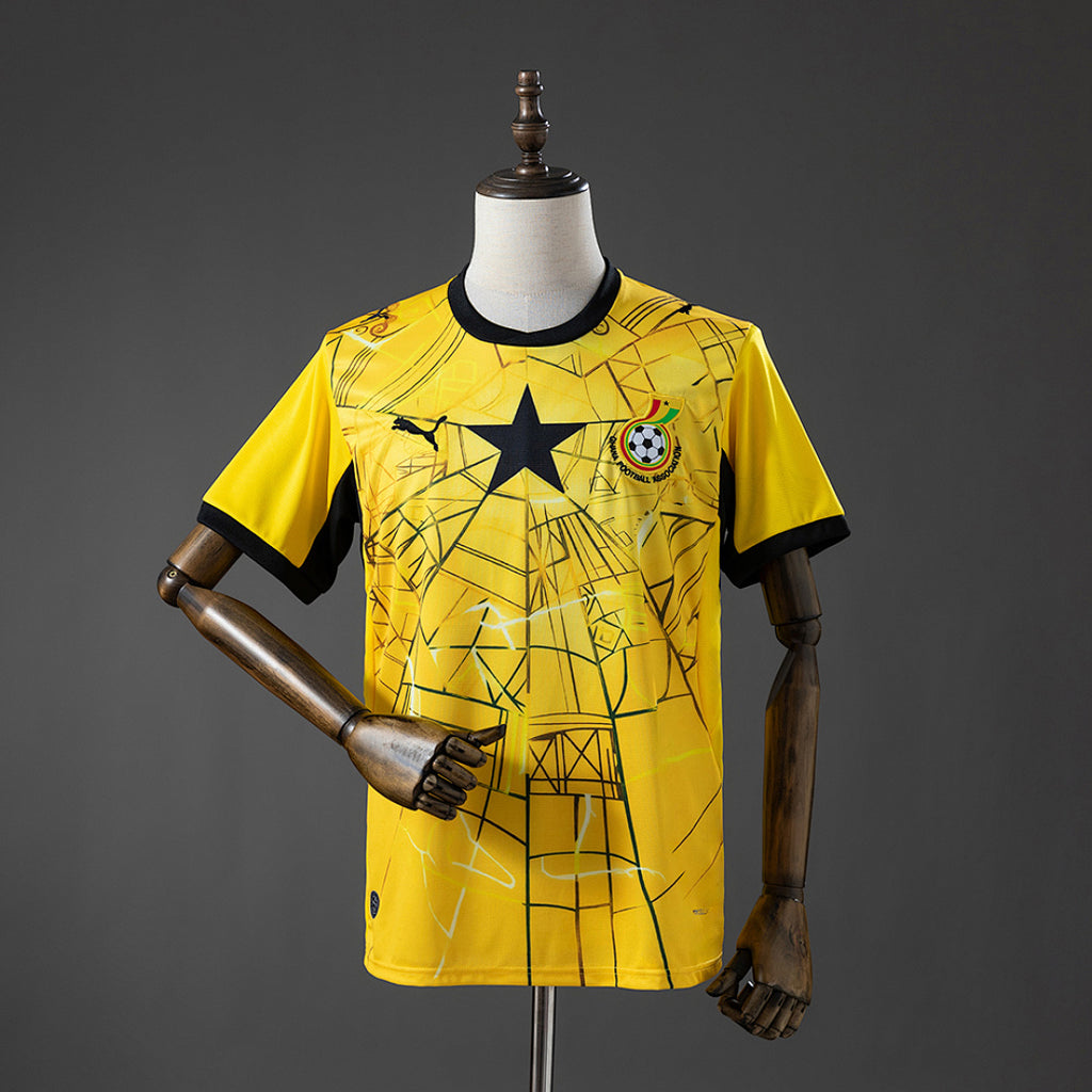 Camiseta Ghana Visita Gris y Amarilla 2026 - frente