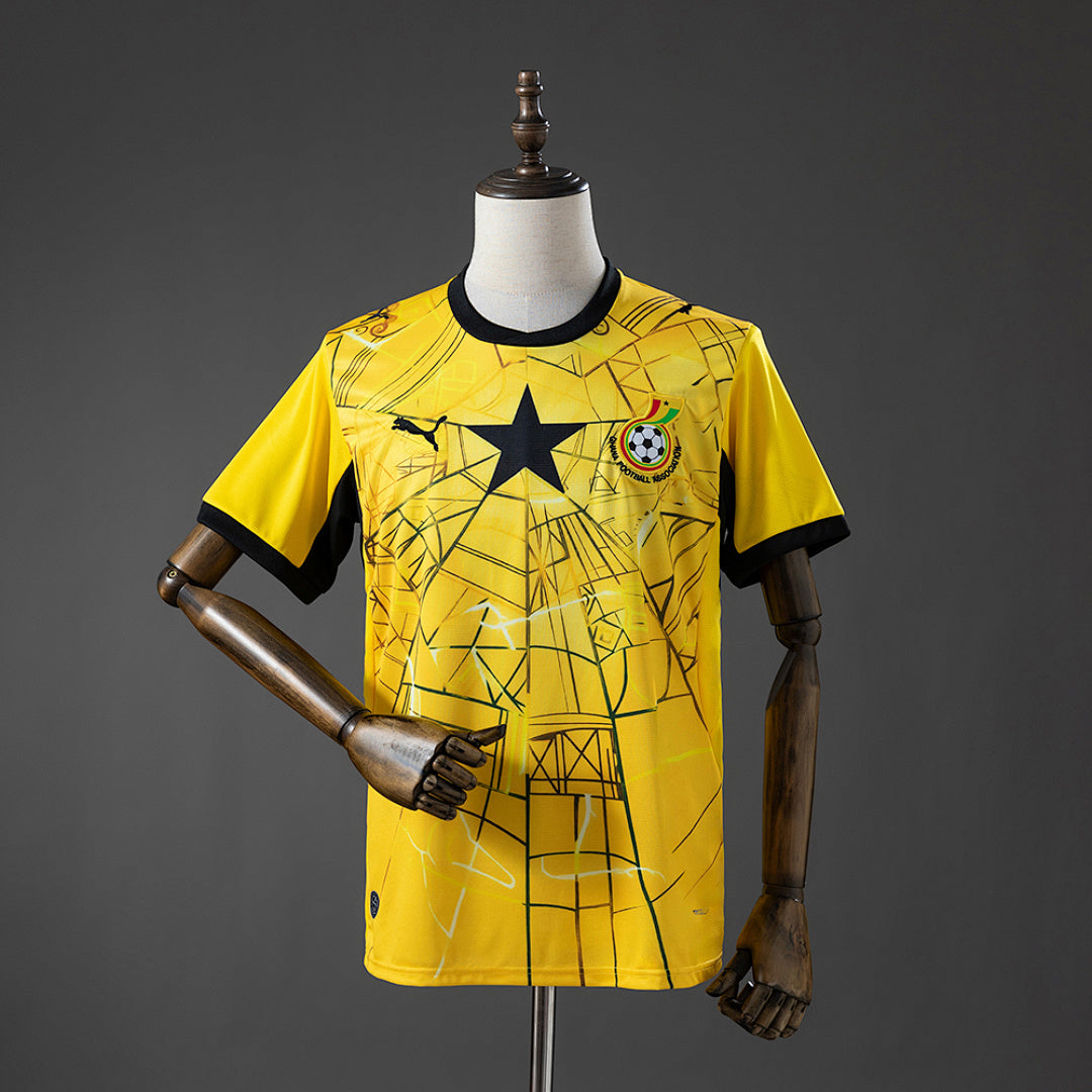 Camiseta Ghana Visita Gris y Amarilla 2026 - frente
