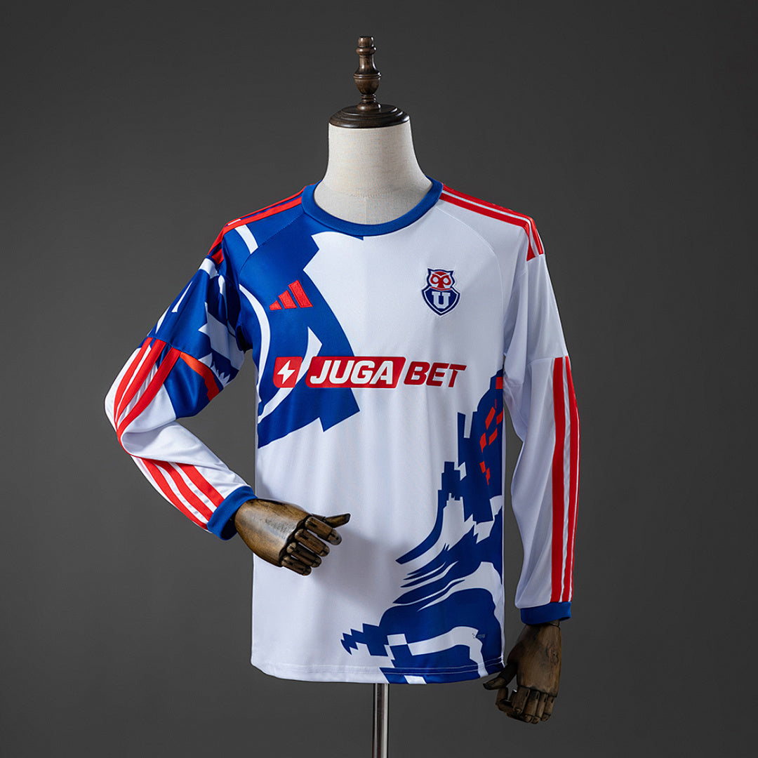 Camiseta U. de Chile Visita Celeste y Gris Manga Larga 2026/27 - frente