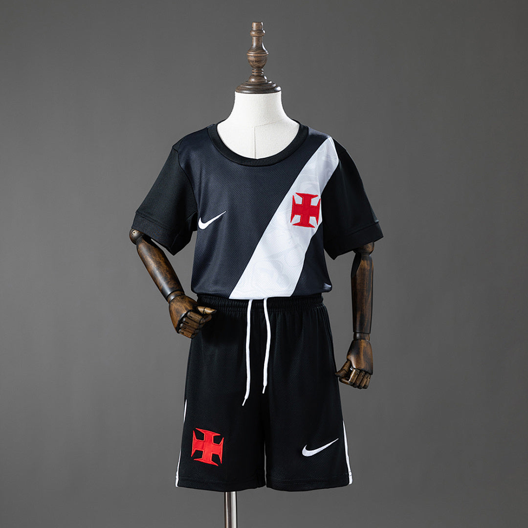 Conjunto Niños Vasco da Gama Local Gris y Negra 2026/27 - frente