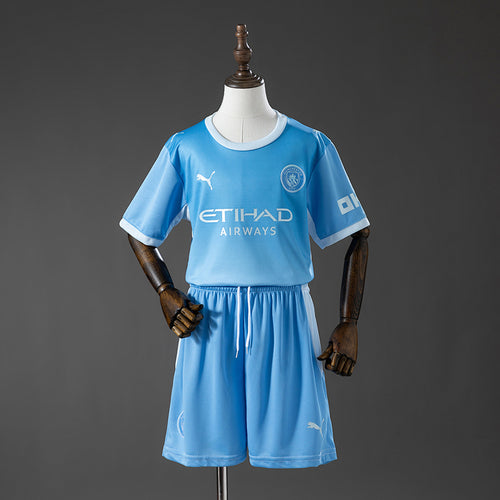 Conjunto Niños Manchester City Local Gris y Azul 2026/27 - frente