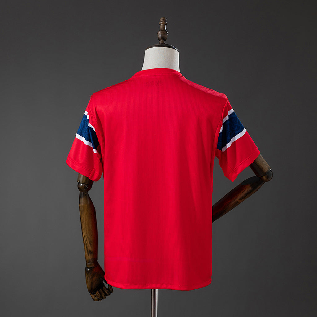 Camiseta Noruega Local Burdeos y Gris 2026 - espalda