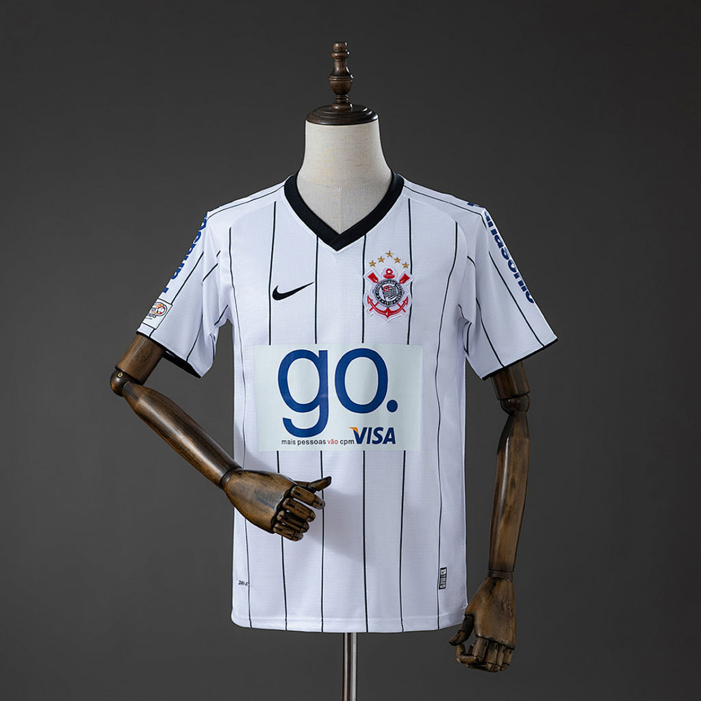 Camiseta Retro Corinthians Local Gris y Celeste 2009 - frente