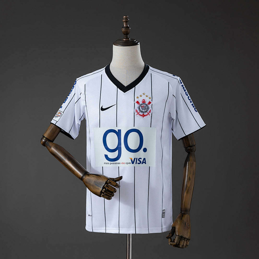 Camiseta Retro Corinthians Local Gris y Celeste 2009 - frente