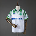 Camiseta Retro Palmeiras Visita Gris y Celeste 1996 - frente