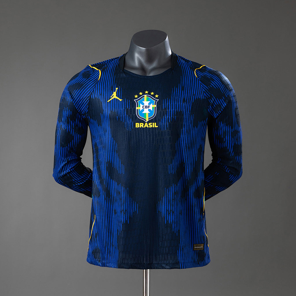 Camiseta Brasil Visita Manga Larga 2026 Versión Jugador - frente