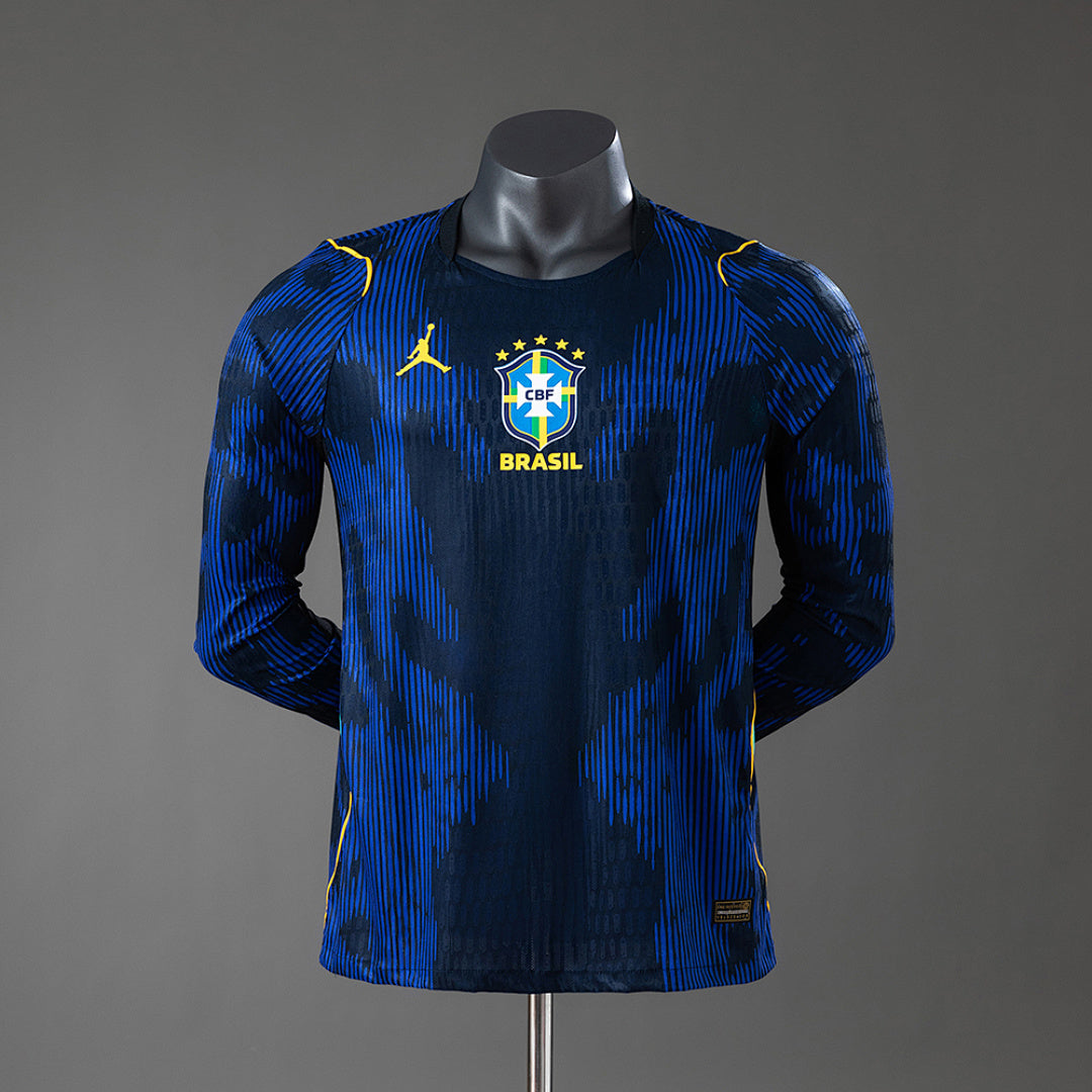 Camiseta Brasil Visita Manga Larga 2026 Versión Jugador - frente