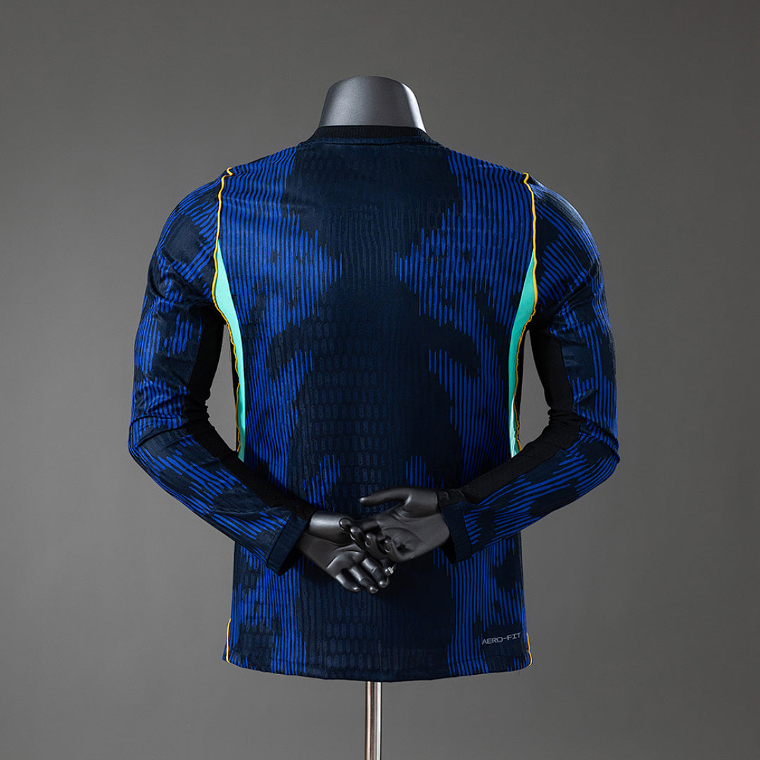 Camiseta Brasil Visita Manga Larga 2026 Versión Jugador - espalda