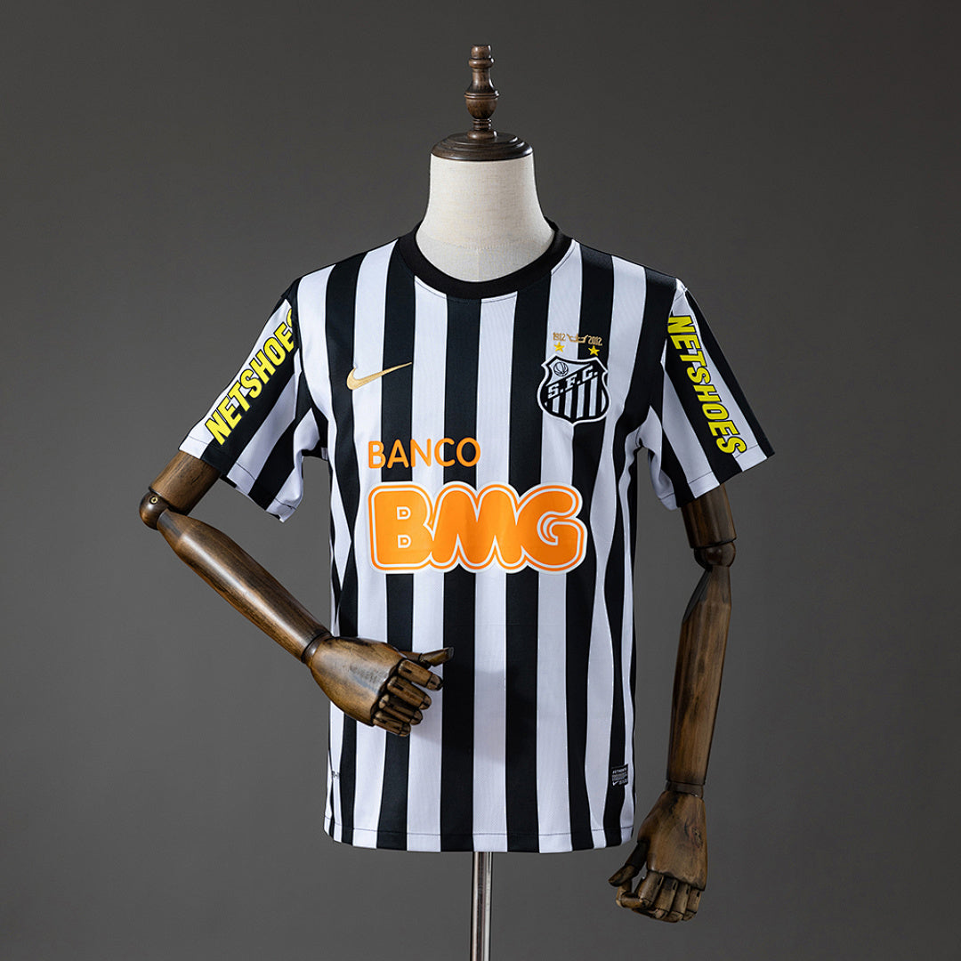 Camiseta Retro Santos Visita Gris Claro y Negra 12/13 - frente