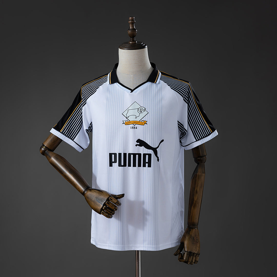 Camiseta Retro Derby County Local Gris y Celeste 95/96 - frente