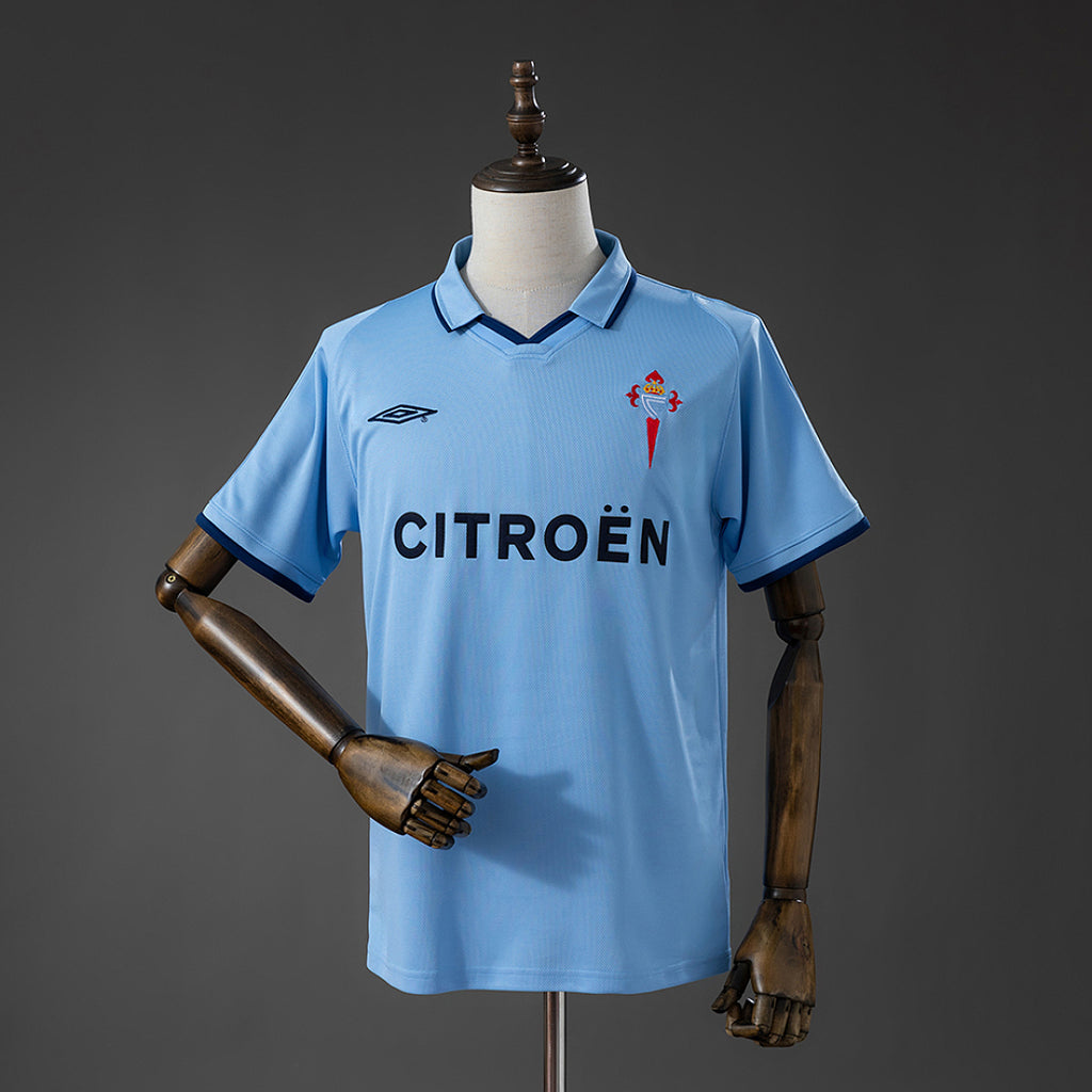 Camiseta Retro Celta de Vigo Local Azul y Gris 01/02 - frente