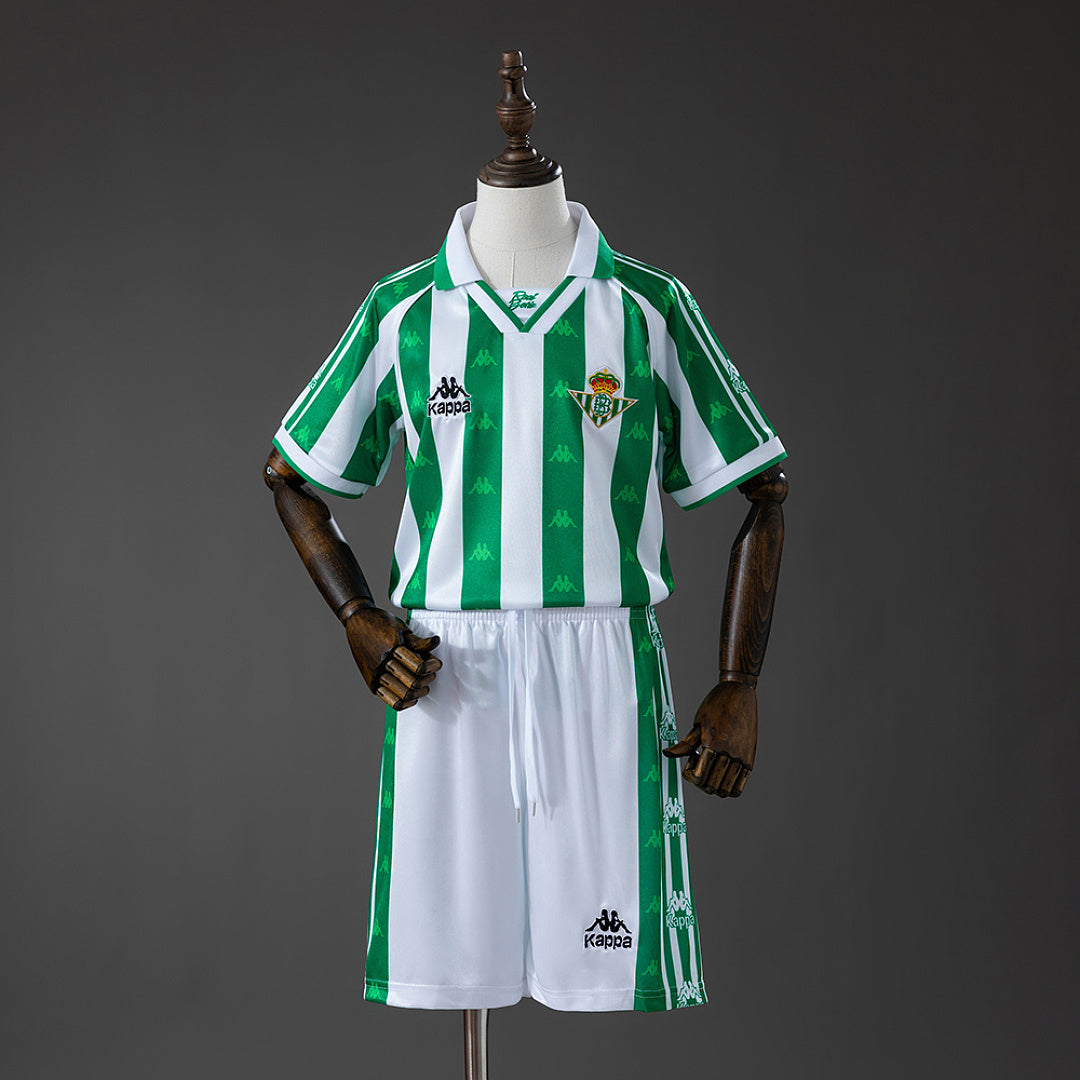 Conjunto Niños Real Betis Local Celeste y Gris 95/97 - frente