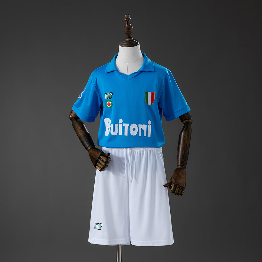 Conjunto Niños SSC Napoli Local Gris y Celeste 87/88 - frente