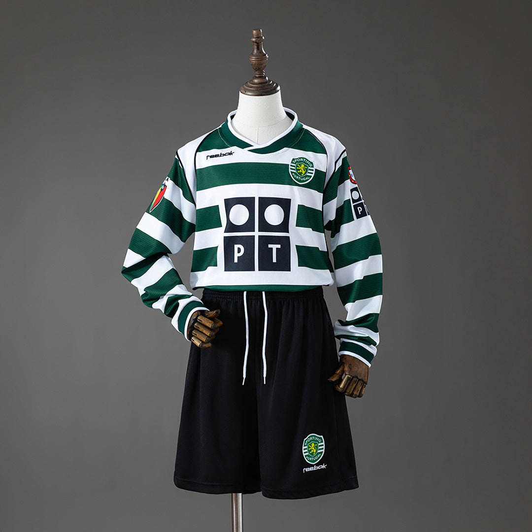 Conjunto Niños Sporting CP Local Manga Larga 01/02 - frente