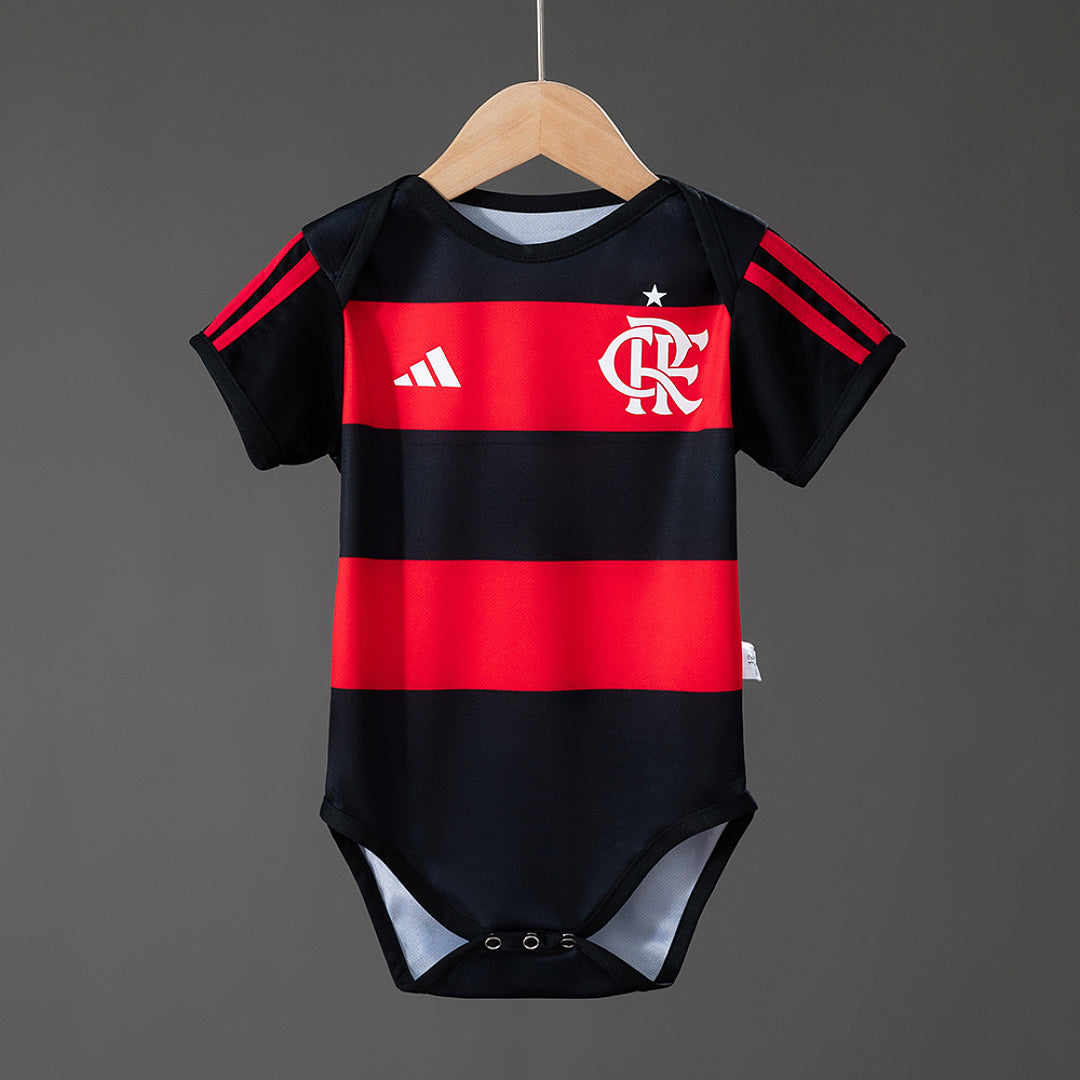 Conjunto Niños Flamengo Local Negra y Gris 2026/27 - frente