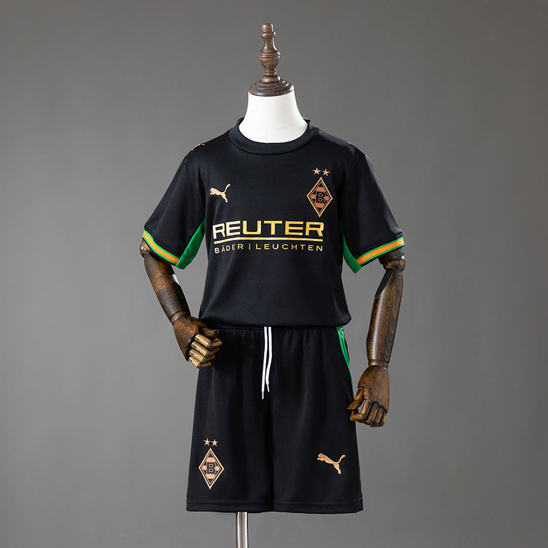 Conjunto Niños Borussia Mönchengladbach Visita Negra y Gris 2026/27 - frente