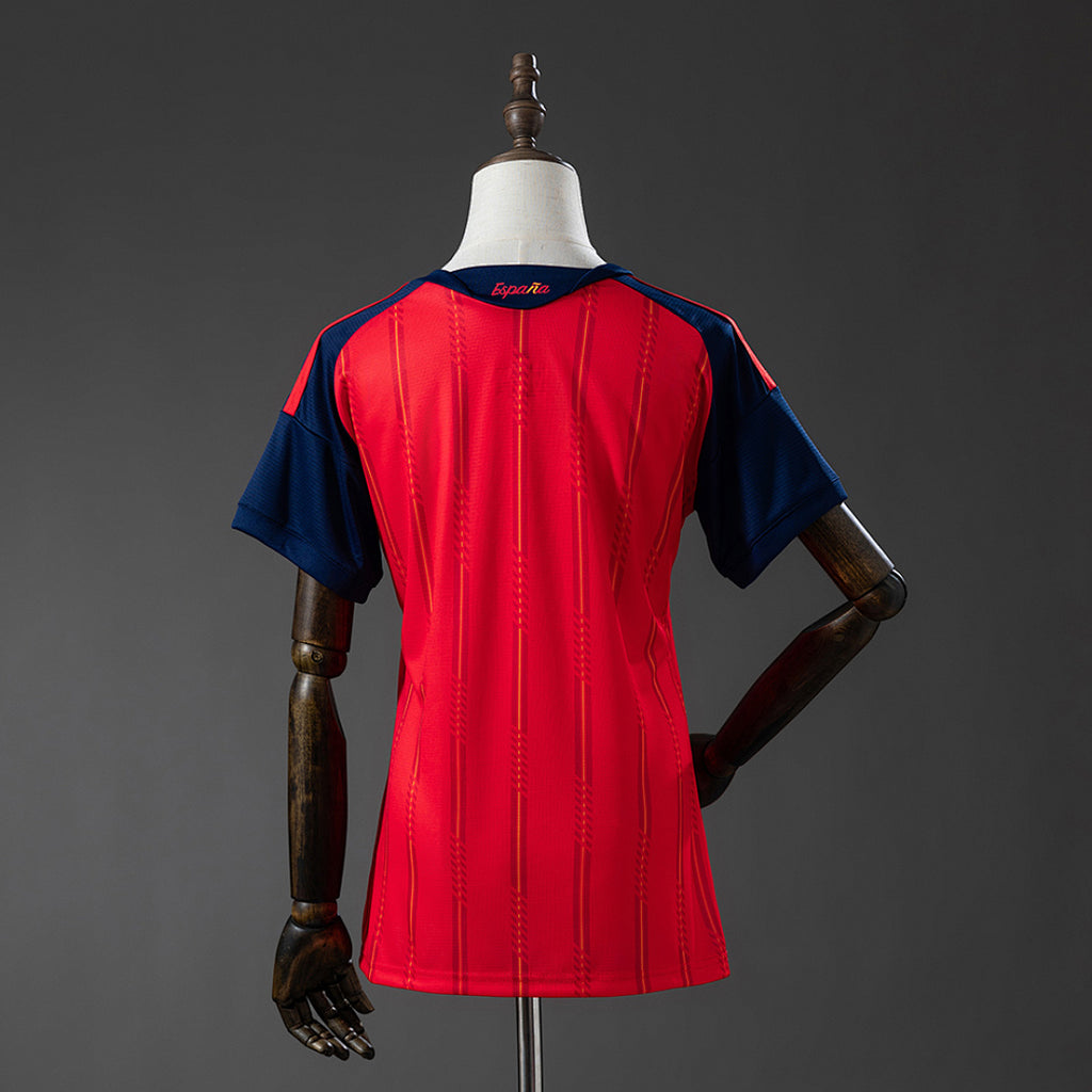 Camiseta España Local Roja y Gris Edición Campeón 2026 Mujer - espalda