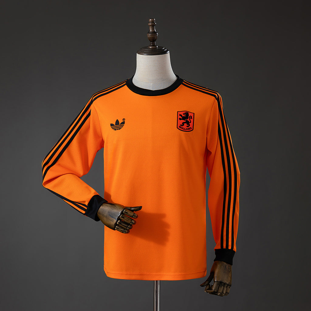 Camiseta Retro Países Bajos Local Manga Larga 1980 - frente