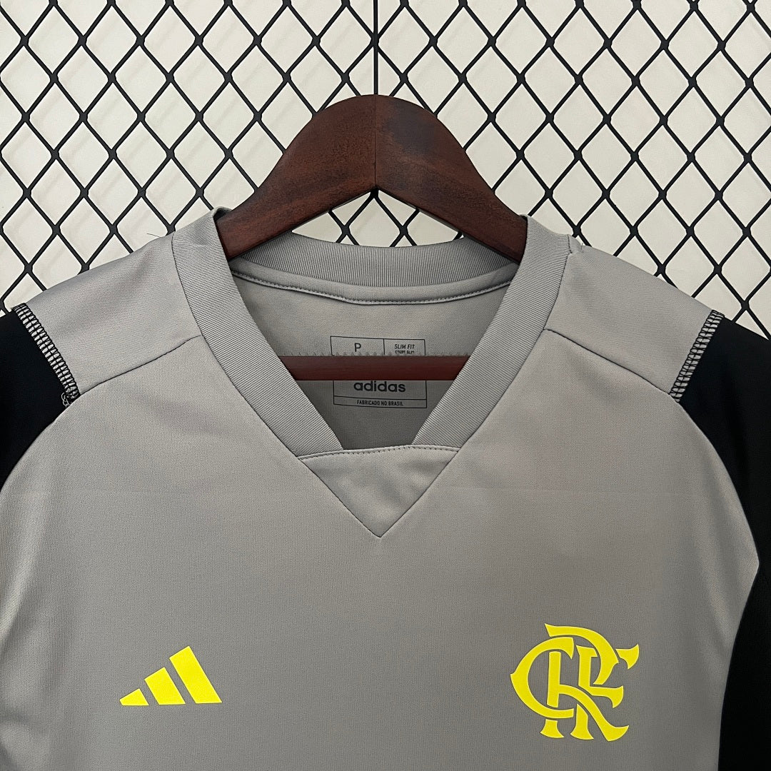 Camiseta de Entrenamiento Flamengo Amarilla y Gris Claro 2024/25 - espalda